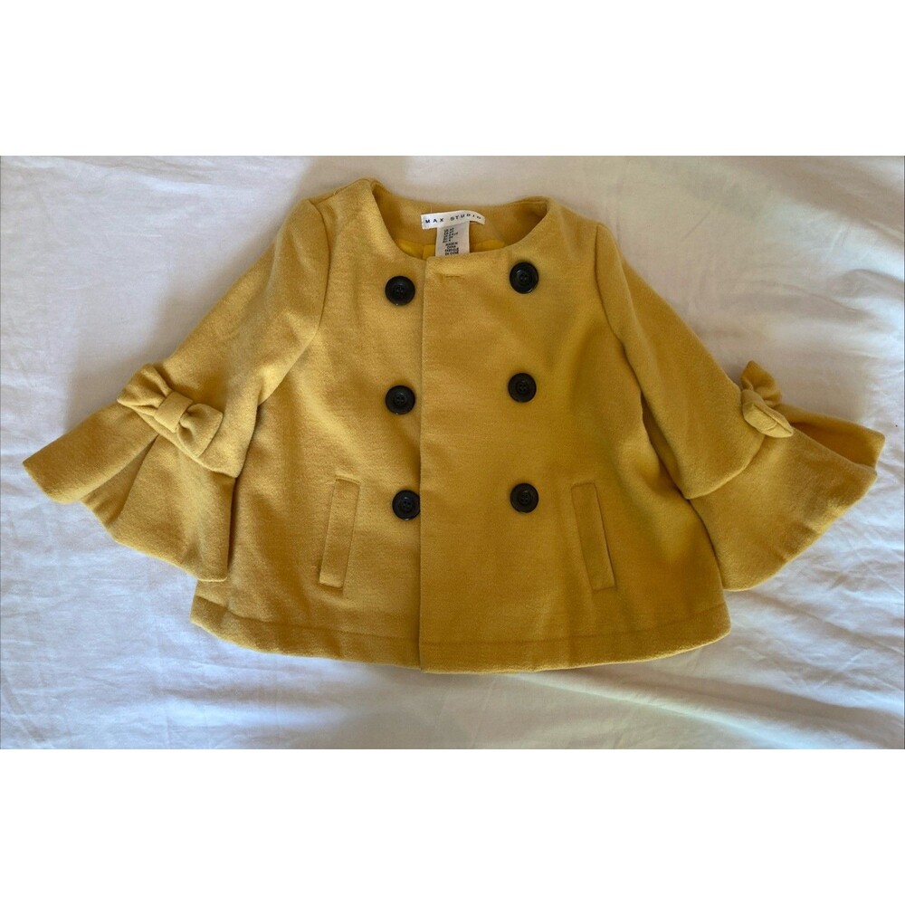 4T Max Studio baby girl clothes - 1 piece jacket | solid yellow color theme